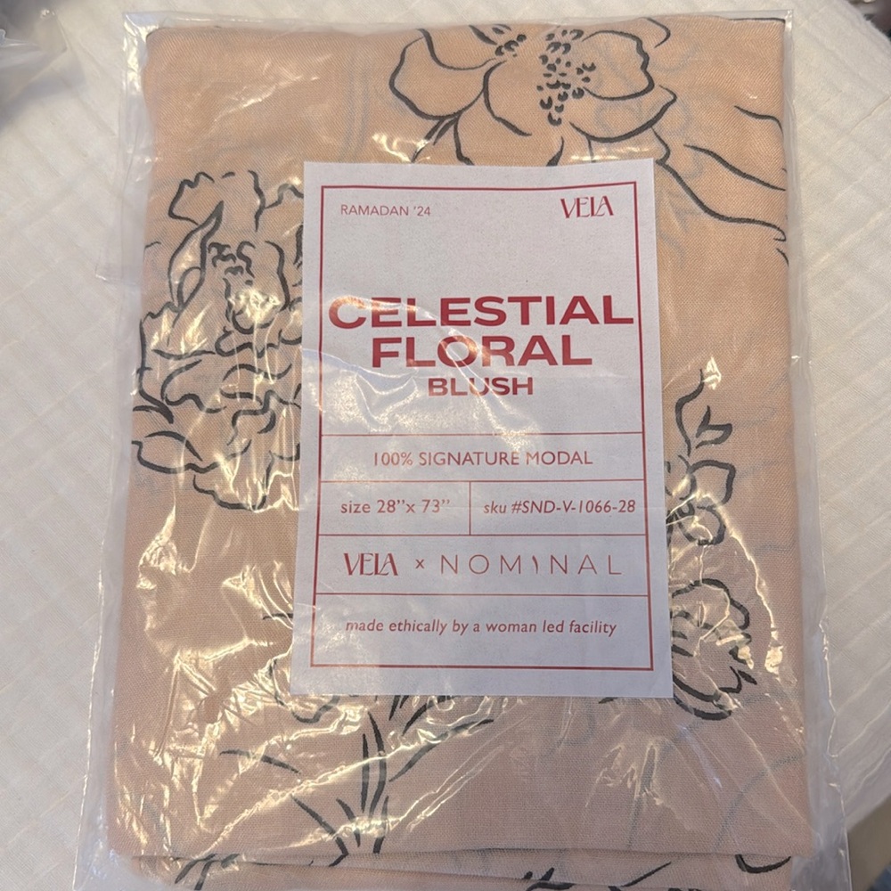 NWT packaged Vela Scarves celestial floral blush modal hijab scarf